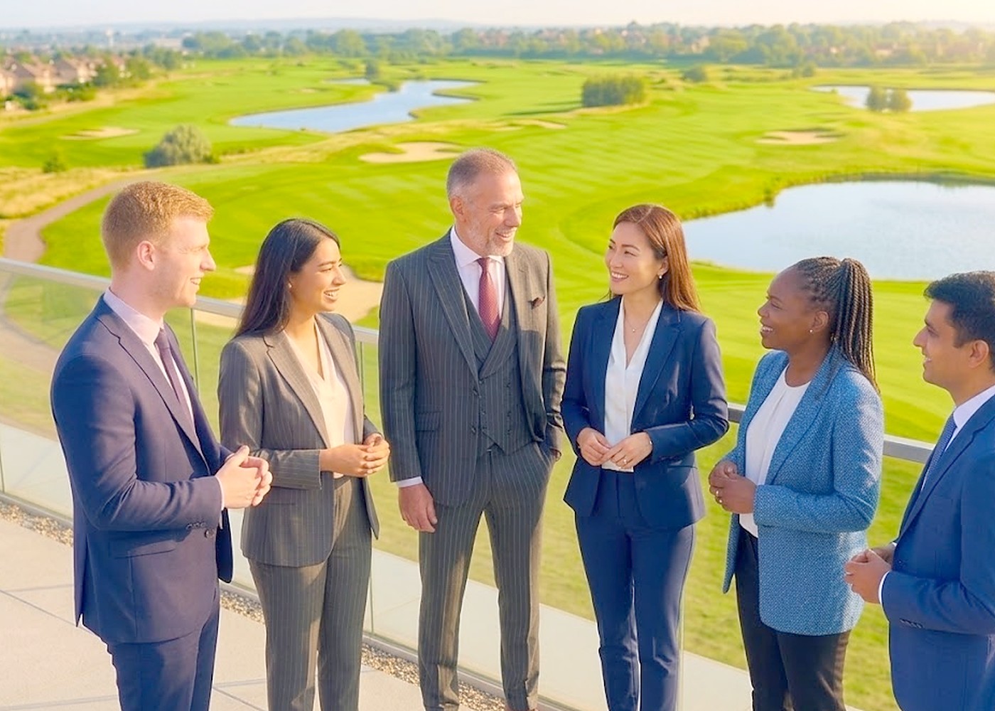 Six colleagues from different backgrounds in conversation